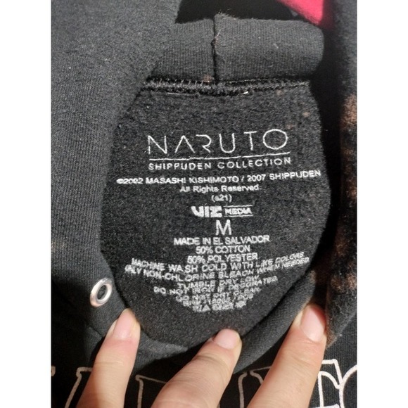 Naruto VINTAGE Y2K black bleached hoodie over sized men's medium - Picture 6 of 6